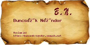 Buncsák Nándor névjegykártya